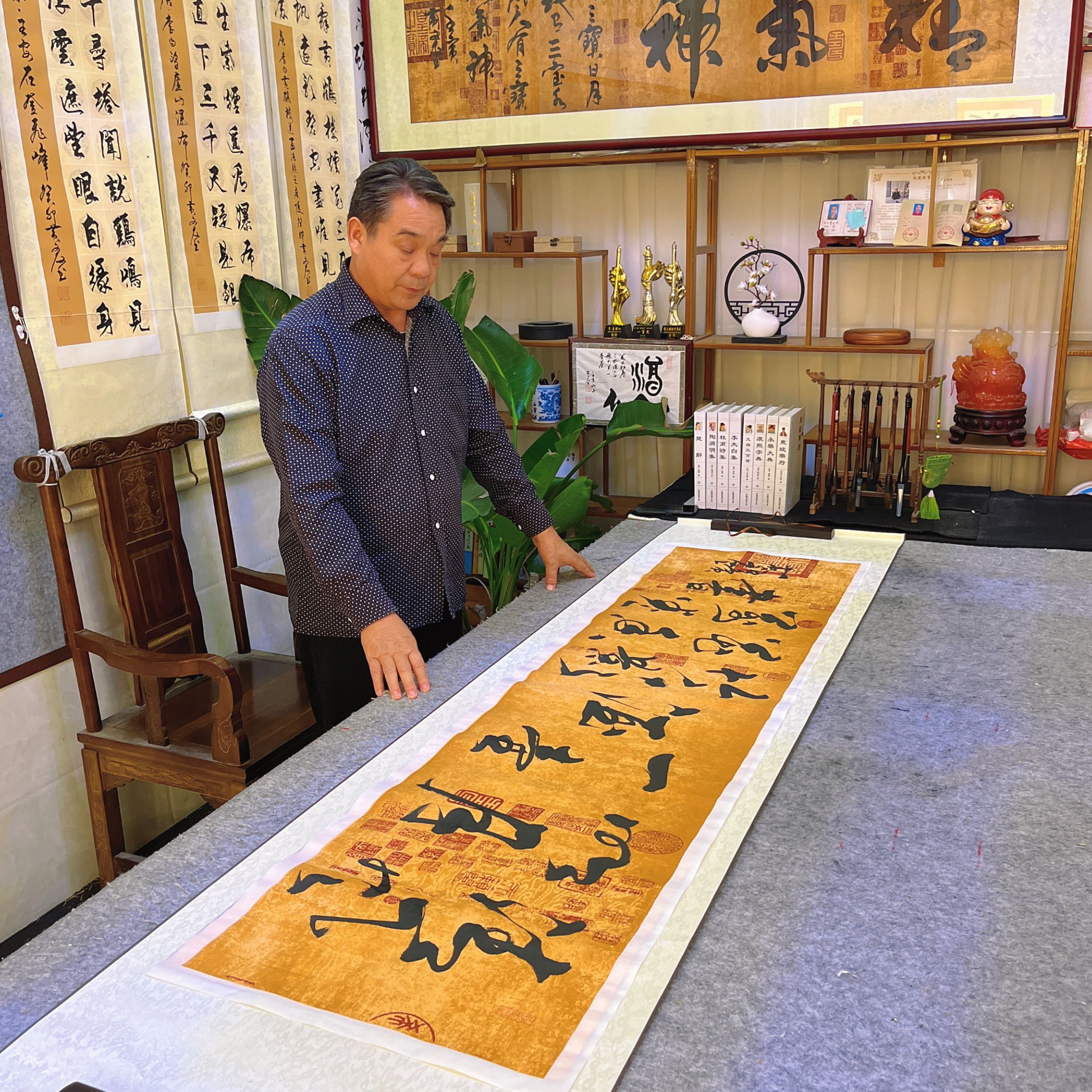 清风明月一壶酒，竹影花香万卷书，兰亭序宣纸 黄文友