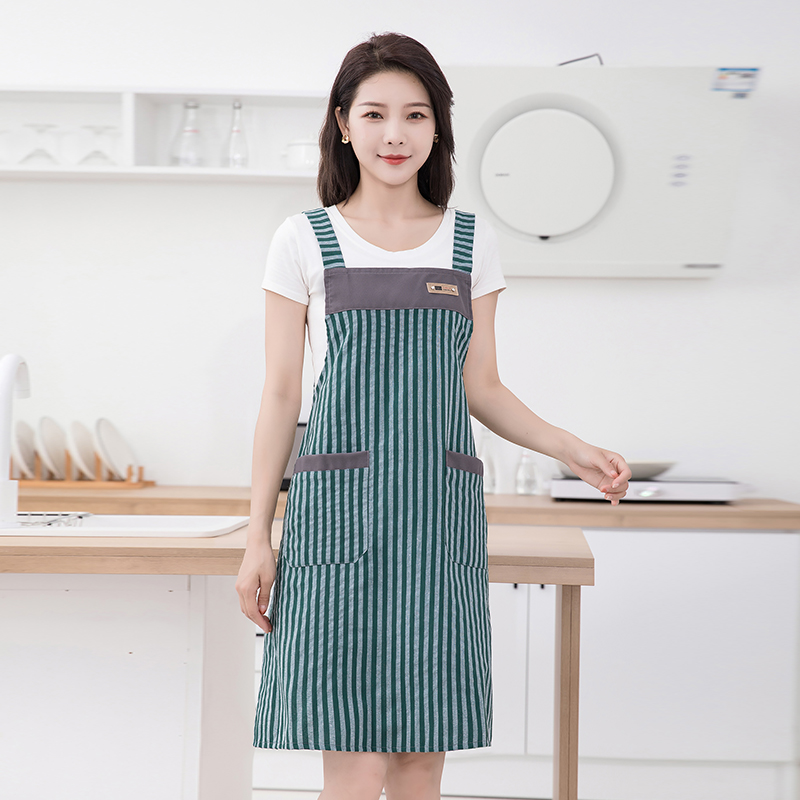 6136加肥棉布围裙厨房家用防油防污男女家用上班工作服