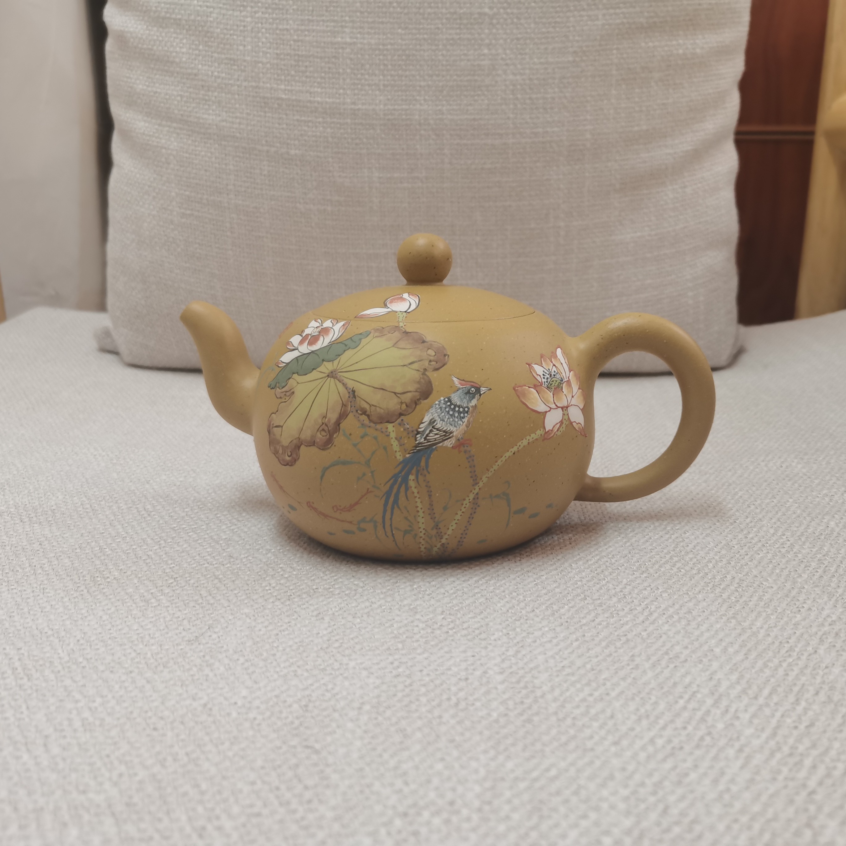 一粒珠全手工纯手工手工制作茶具泡茶壶圆壶手制黄段泥泥壶精美