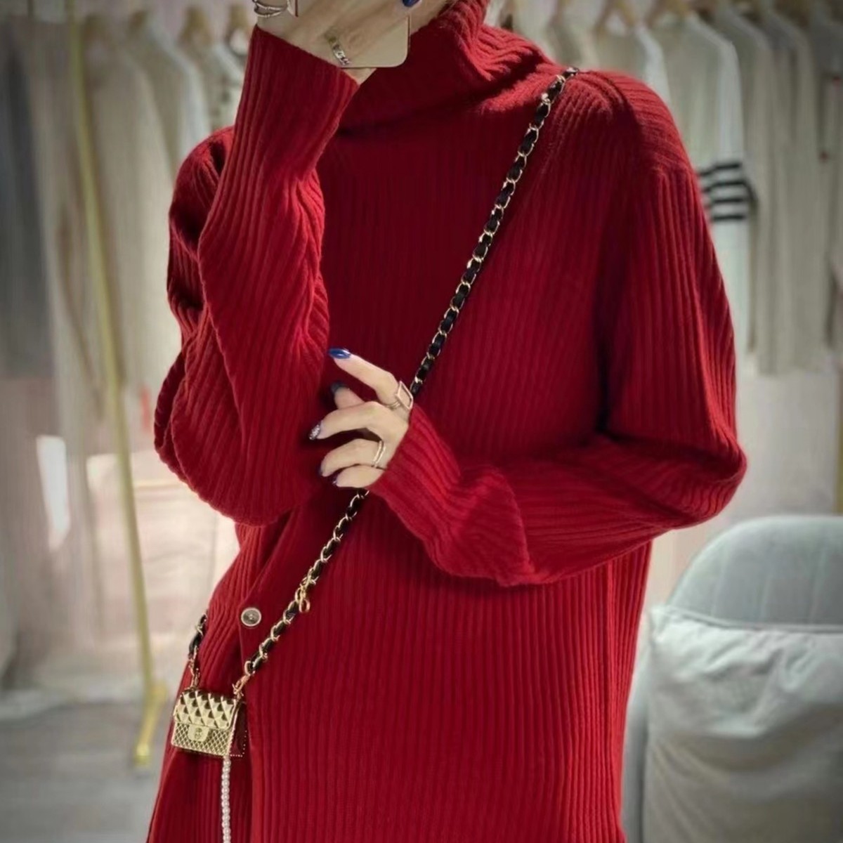 月华浓 100澳洲绵羊毛针织衫高领修身打底衫加厚显瘦毛衣