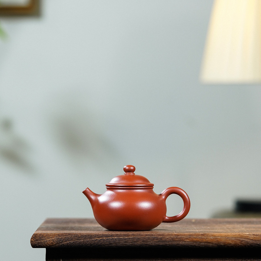 小品130cc宜兴紫砂壶纯手工紫砂壶鸡血大红袍容天紫砂茶具家用