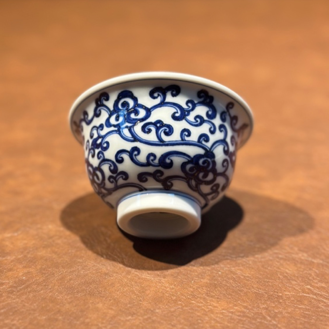 景德镇四景堂 手工手绘灵芝纹压手主人杯