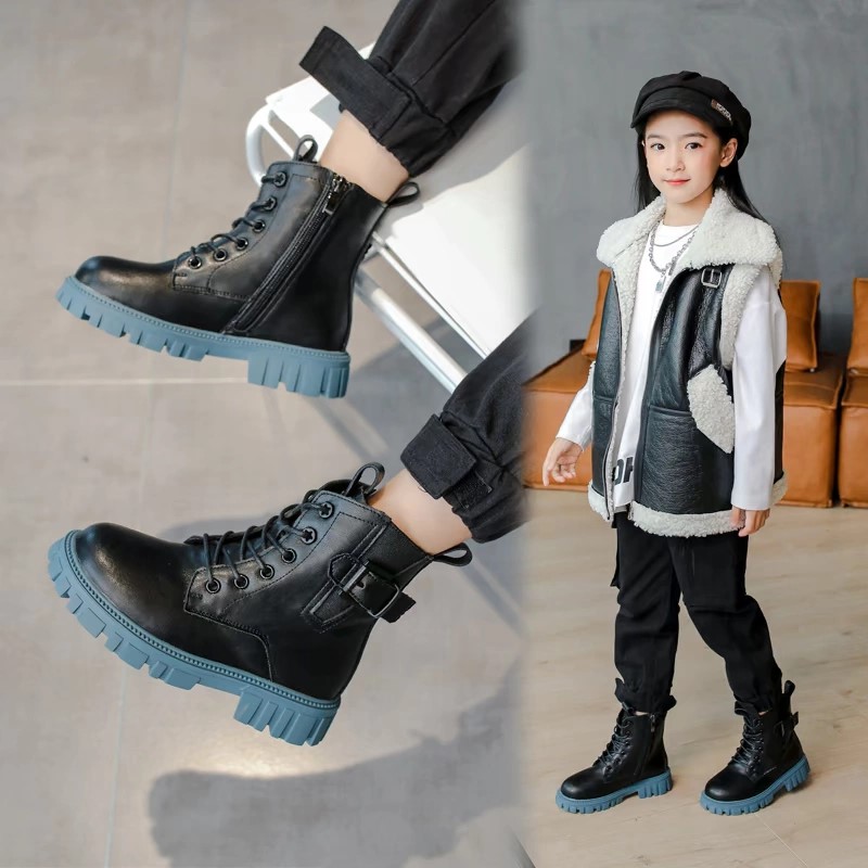 【加绒断码】女童马丁靴新款儿童短靴英伦风男女棉靴中大童加绒靴子
