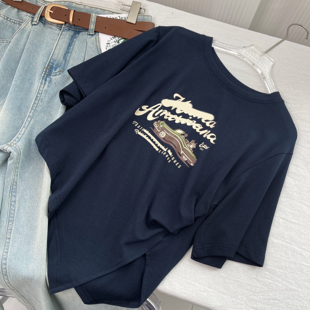 W00616复古不规则短款正肩短袖t恤女夏美式修身体恤上衣