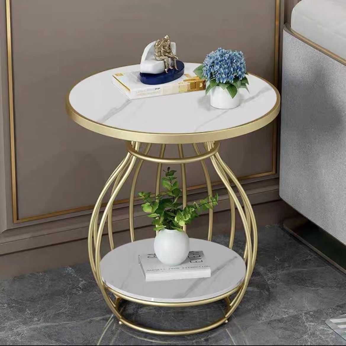 岩板边几角几现代轻奢客厅沙发侧边柜创意网红小茶几小圆桌子阳台