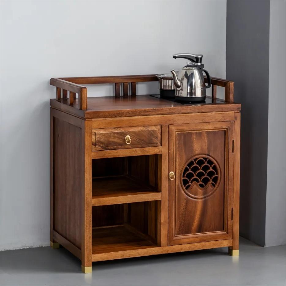 南美胡桃木茶柜新中式1门茶具沙发家用客厅实木置物柜餐边柜