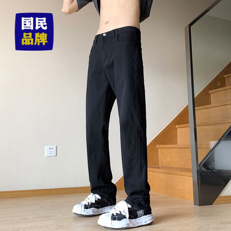 2023秋冬高街小黑裤vibe男生裤子百搭牛仔裤男款潮牌爆款弹力休闲