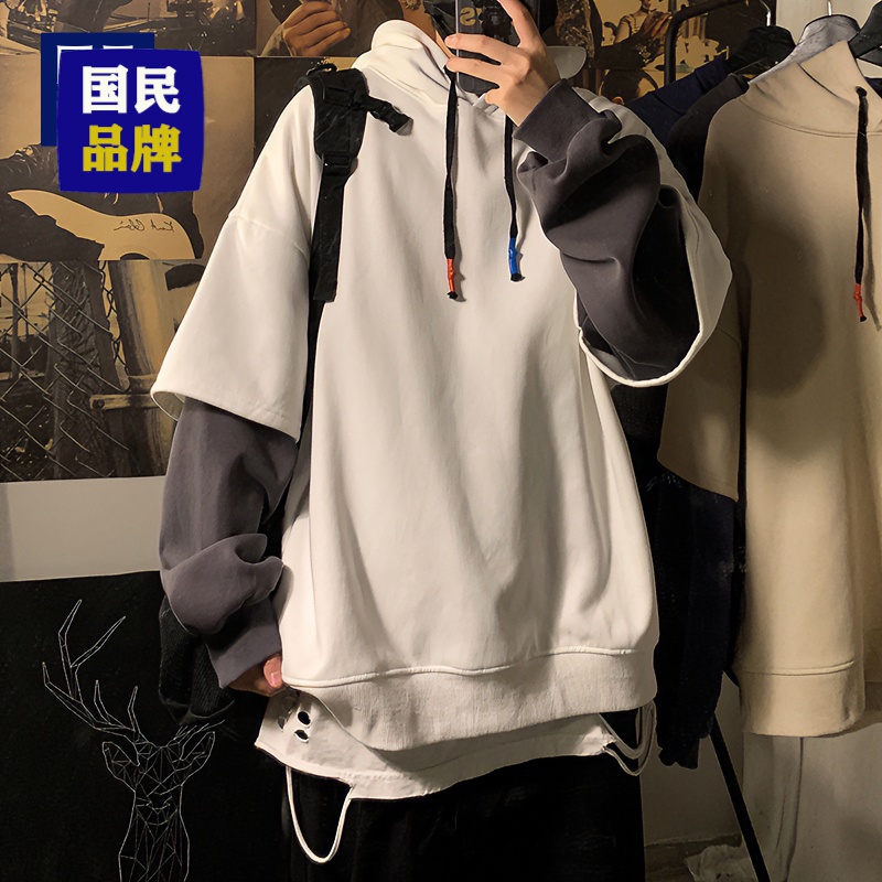 【小扬哥推荐】秋冬衣服男款I美式假两件男生卫衣ins潮港风日系春