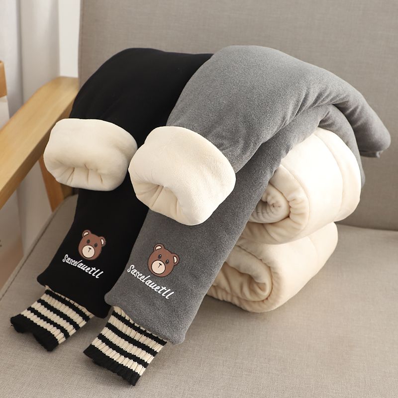 女童裤子秋冬新款加绒裤儿童三层加厚保暖冬装宝宝一条过冬夹棉裤