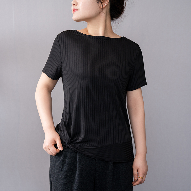 女装超垂感冰丝螺纹短袖W7218  Veleonise