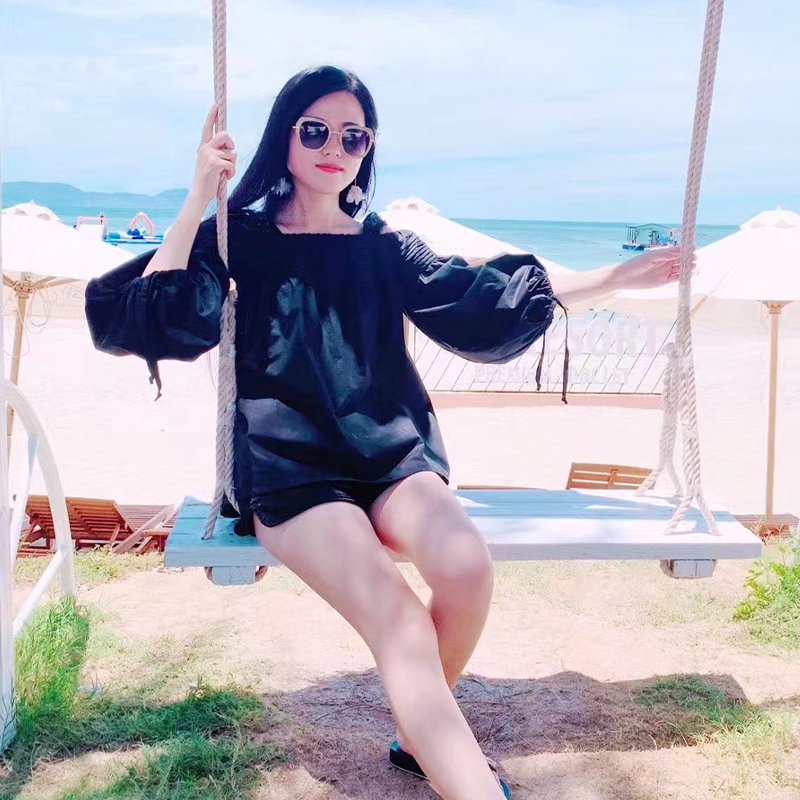 雪纺衫夏季2023新女装泡泡袖V领轻薄别致漂亮小衫上衣