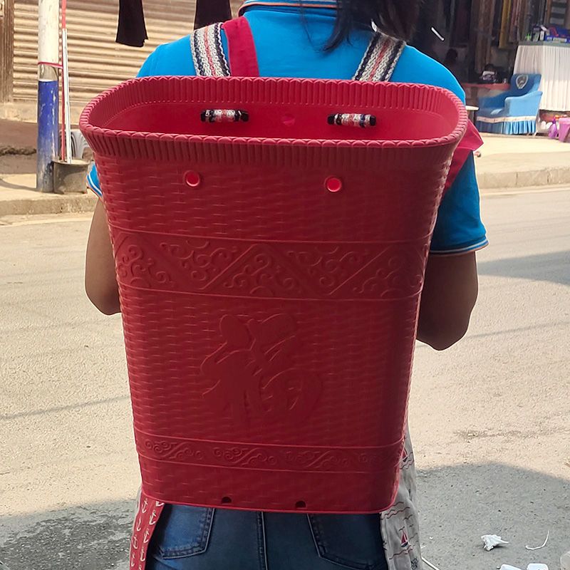 轻便购物背篓 家庭实用购物蓝 买菜用具 男女塑料收纳筐 不漏水家