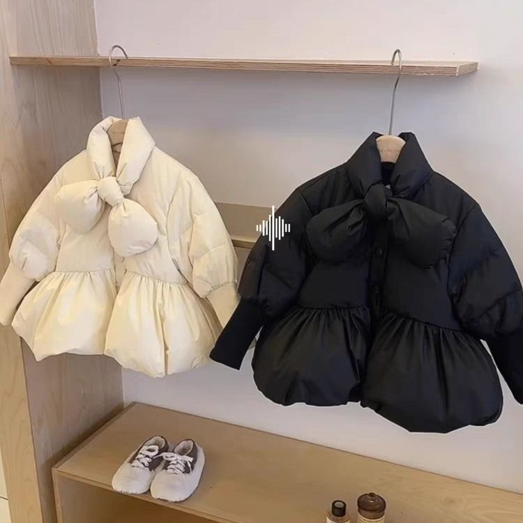 韩国女童羽绒服2023冬季新款洋气女宝宝保暖立领外套儿童90白鸭绒