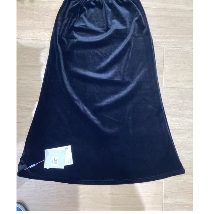 极简风加绒西装半身裙高腰显瘦开叉金丝绒直筒裙