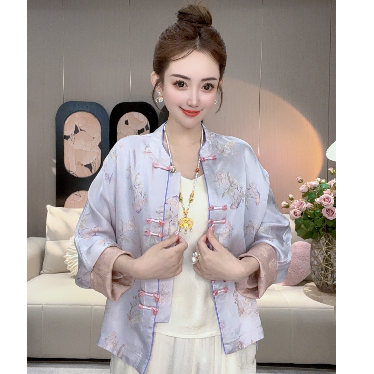 《紫裳凤蝶》新款老料气质百搭上衣外套女