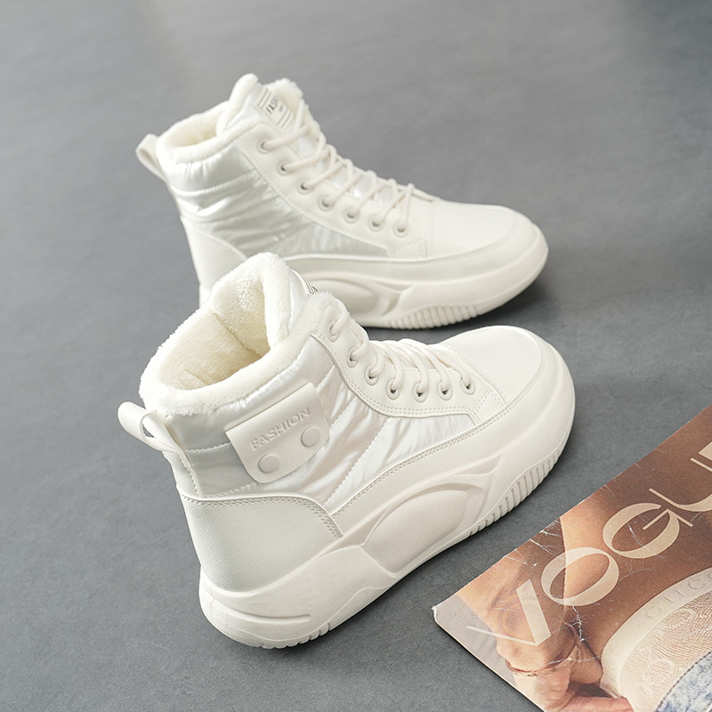 李宁国潮加绒高帮雪地靴女2023秋冬季新款棉鞋学生ins韩版保暖加