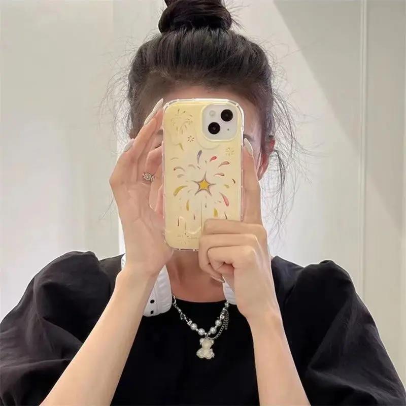 ins五彩烟花适用苹果14奶油手机壳iPhone13pro软壳12/11防摔xs/15