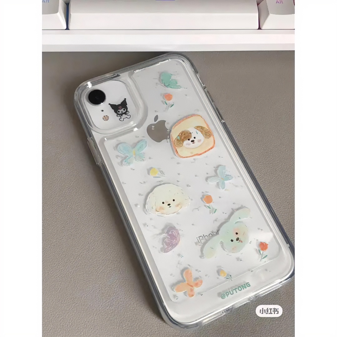 蝴蝶小狗iPhonexr手机壳11软壳12苹果13/14promax透明xsmax小众7p