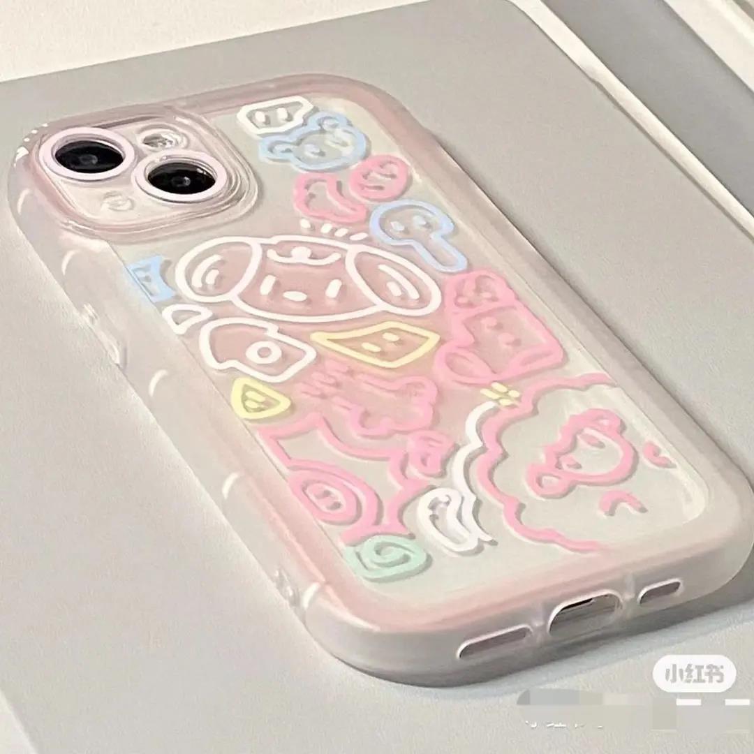 卡通粉色少女苹果14/11/12iPhone13Promax手机壳xs/xr硅胶6p8p女