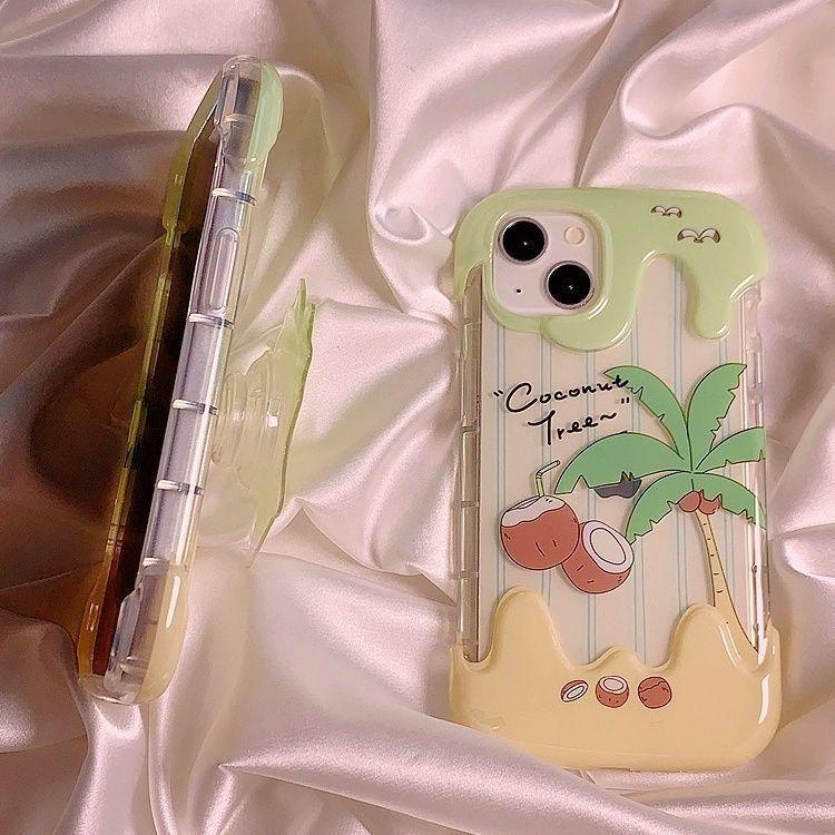 夏日小清晰椰树苹果14promax手机壳iPhone13软胶11透明12防摔网红