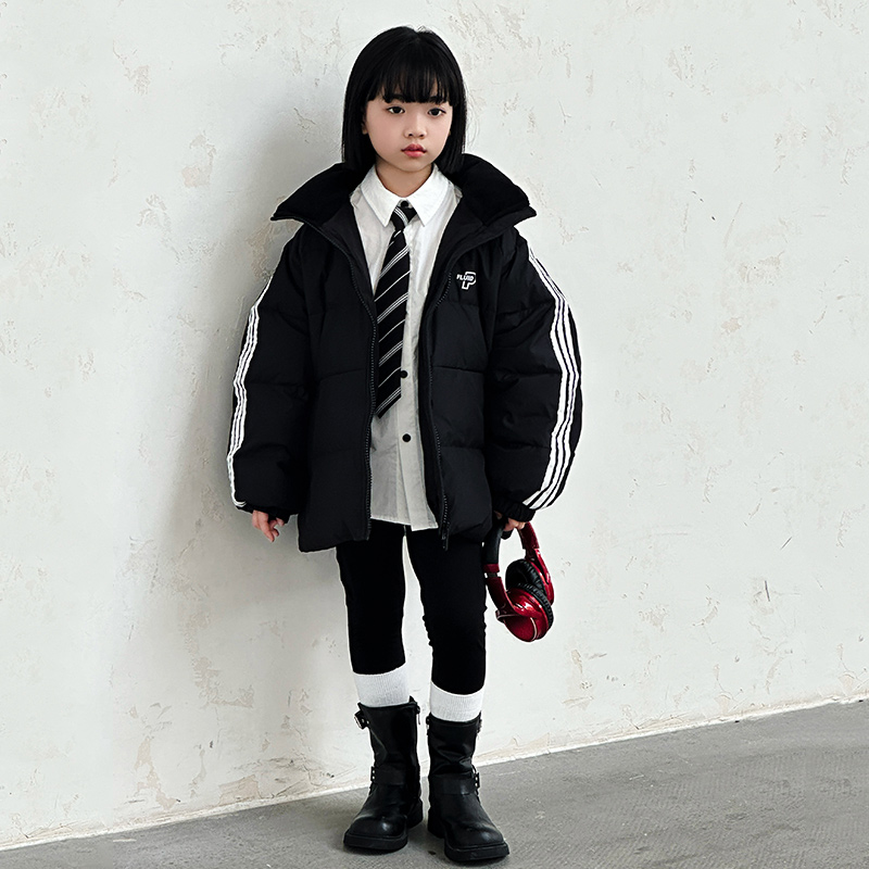 MZ【哟奇】新24款童装立领条纹白鸭绒儿童羽绒服外套U226019