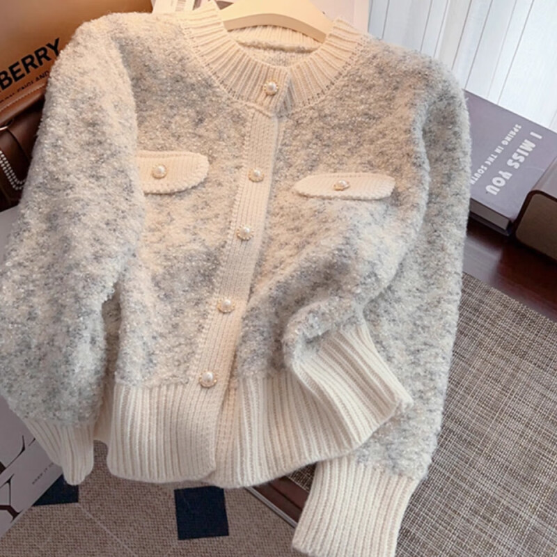 小香风针织开衫外套女春秋2025新款短款小个子毛衣韩版温柔百搭