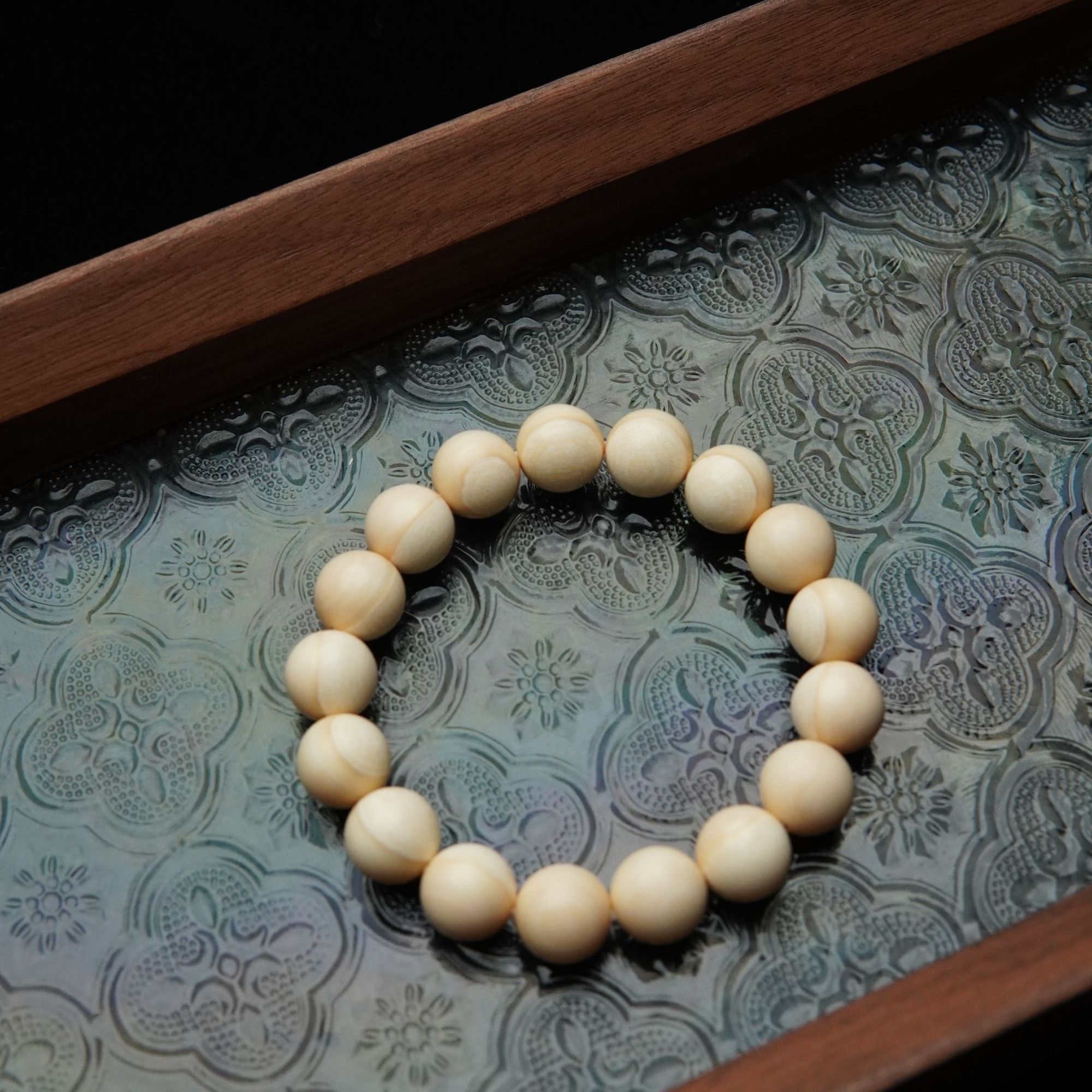 芋泥啵啵 天然猛犸牙玉化果冻料12mm单圈手串