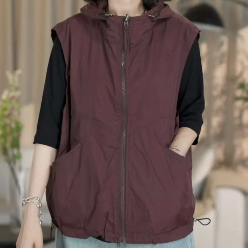 双面穿连帽马夹宽松外套女2024春秋新款韩版休闲洋气百搭背心马甲