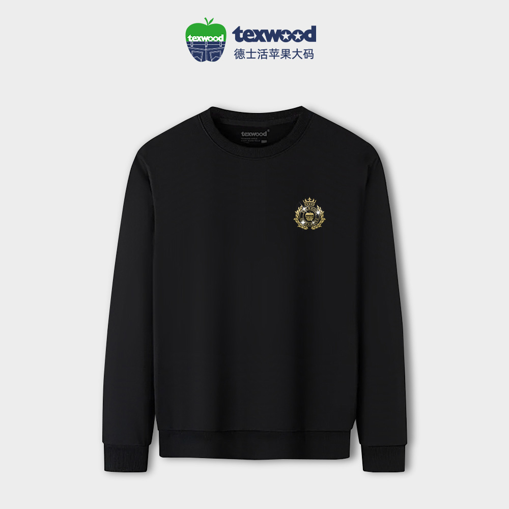 Texwood/德士活【大码男装】秋季男上衣宽松显瘦印花圆领卫衣10048