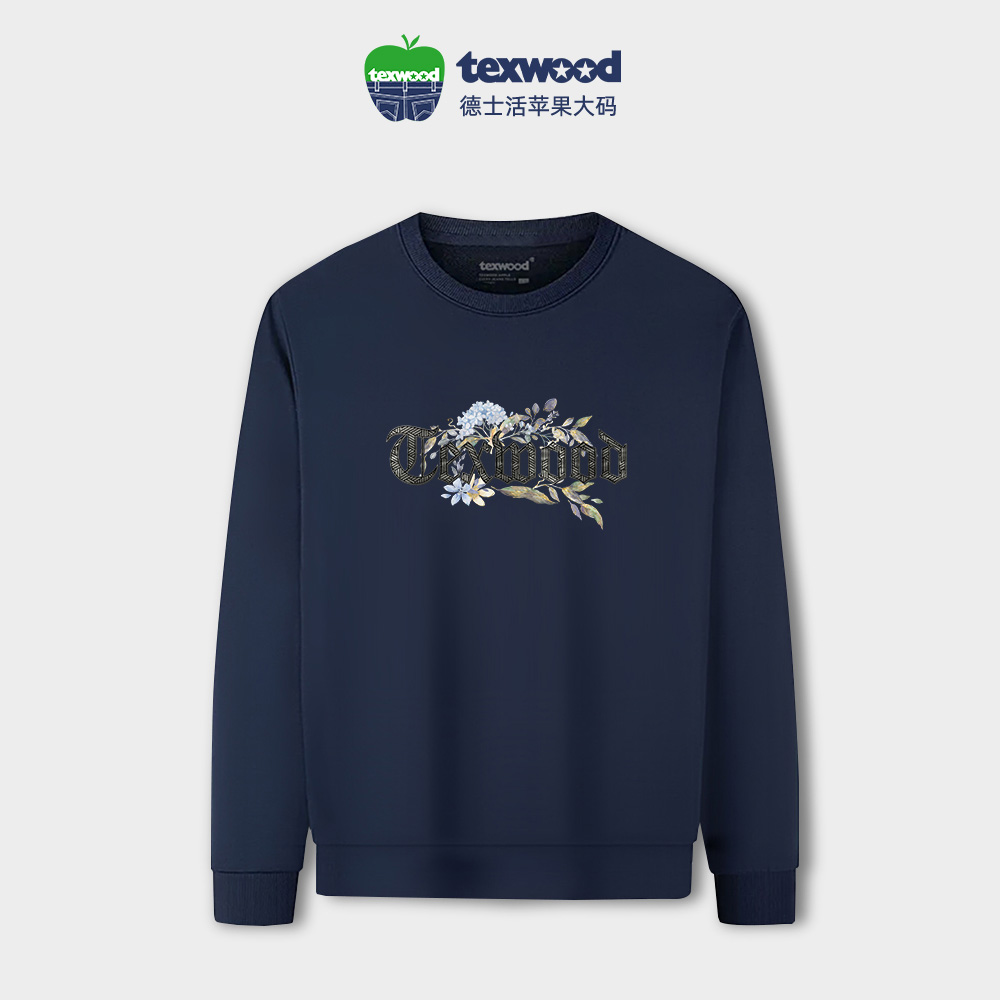 Texwood/德士活【大码男装】圆领秋季男上衣长袖百搭休闲卫衣10044