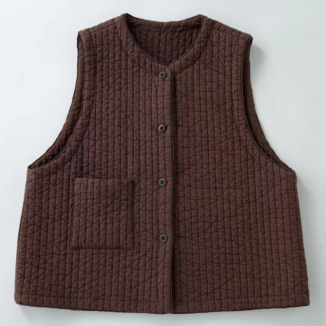 布衣小铺推荐～原创垒土衍缝马甲MJ1058