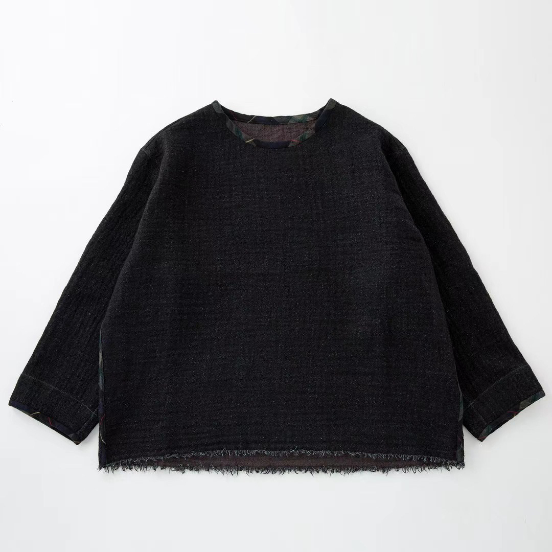 布衣小铺推荐～原创垒土色织套头衫S3024