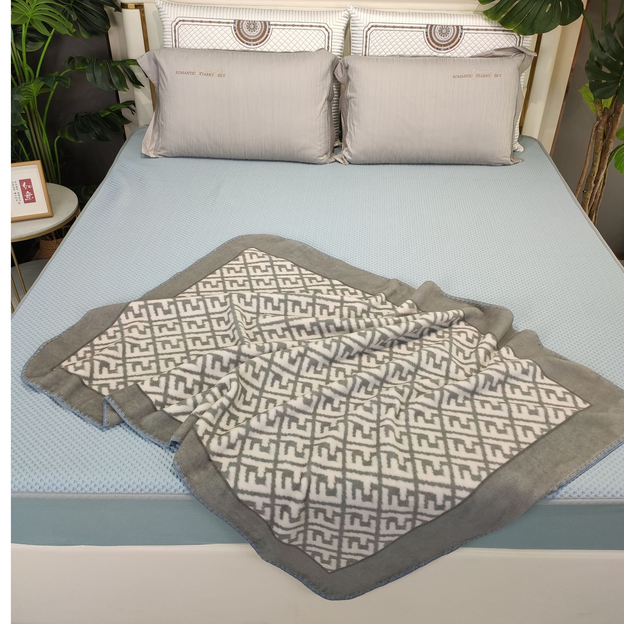 泰象牌北欧简约正品抗皱沙发毛毯办公室超软午睡毯空调毯子