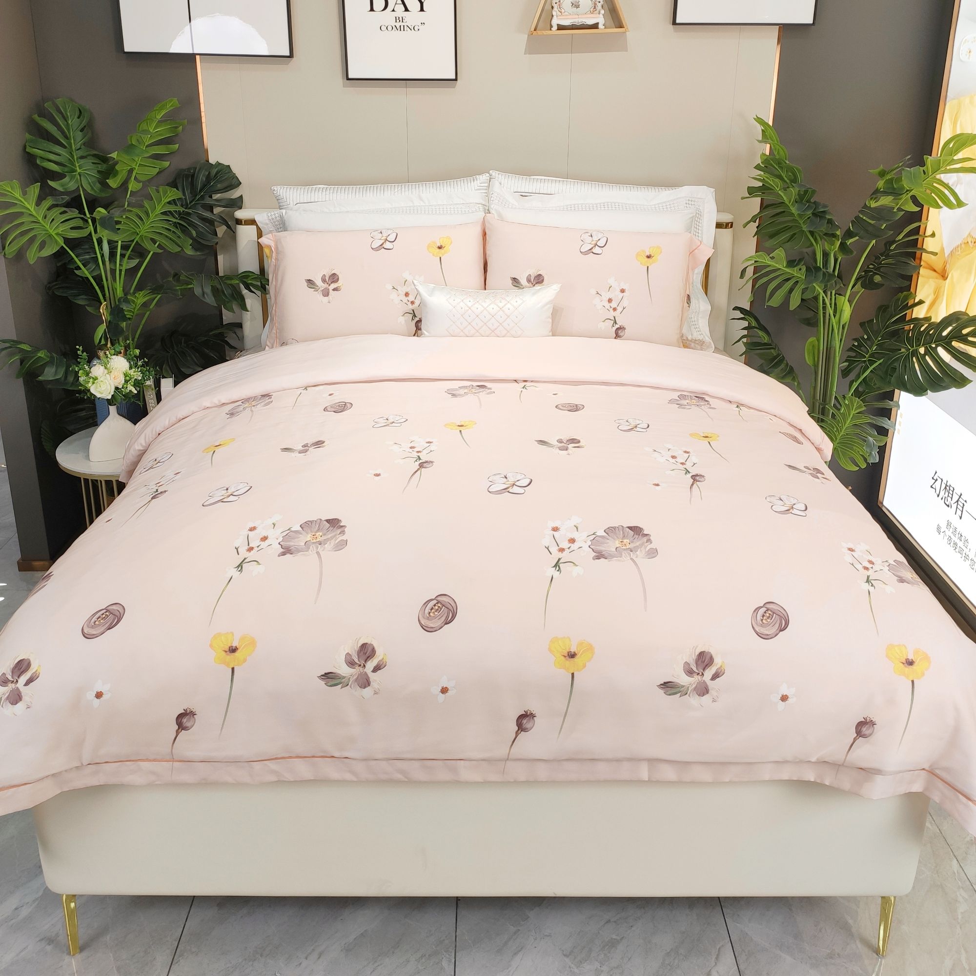 【专柜同款】泰象牌轻柔天丝床笠四件套 田园印花柔软舒适 四季通用