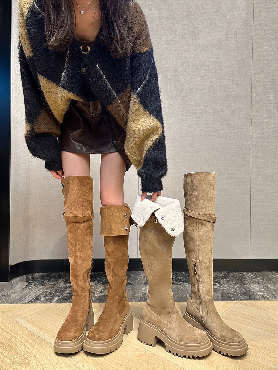 （大千金）高跟过膝长筒可折叠雪地靴（跟高5公分）