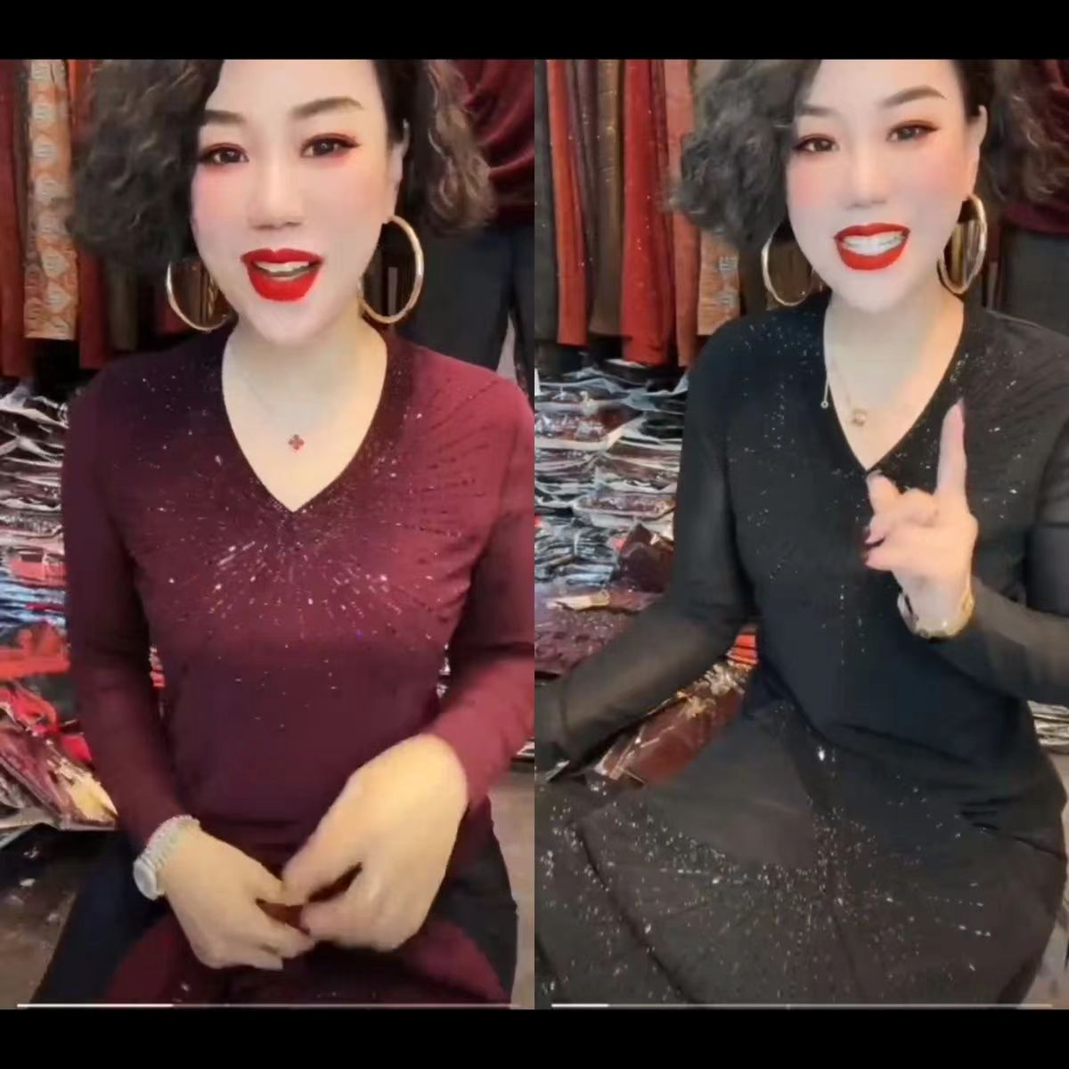 欧货烫钻半高领长袖t恤女秋冬洋气显瘦修身纯色上衣百搭打底小衫