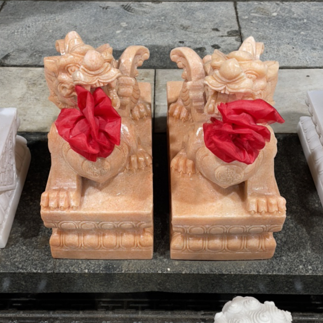 晚霞红貔貅一对高30长30宽14