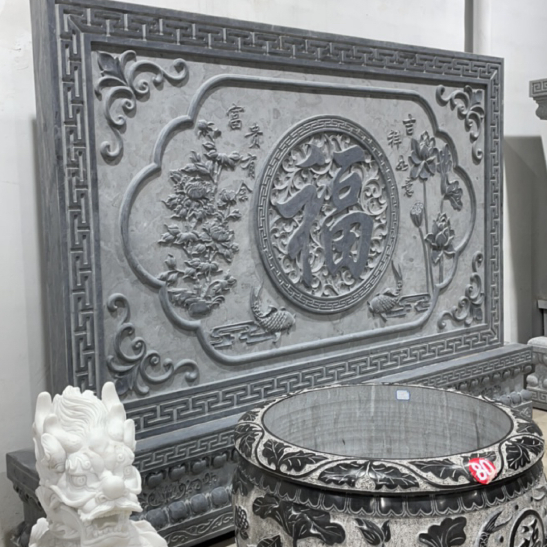 石雕影壁墙天然石材整石雕刻直播间专拍大小尺寸可选定金米链接