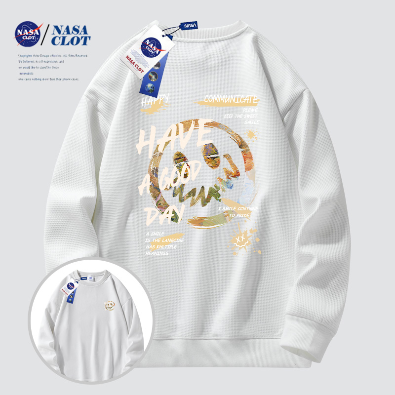 NASA联名2023秋季爆款卡通印花休闲美式长袖男女同款重磅卫衣百搭