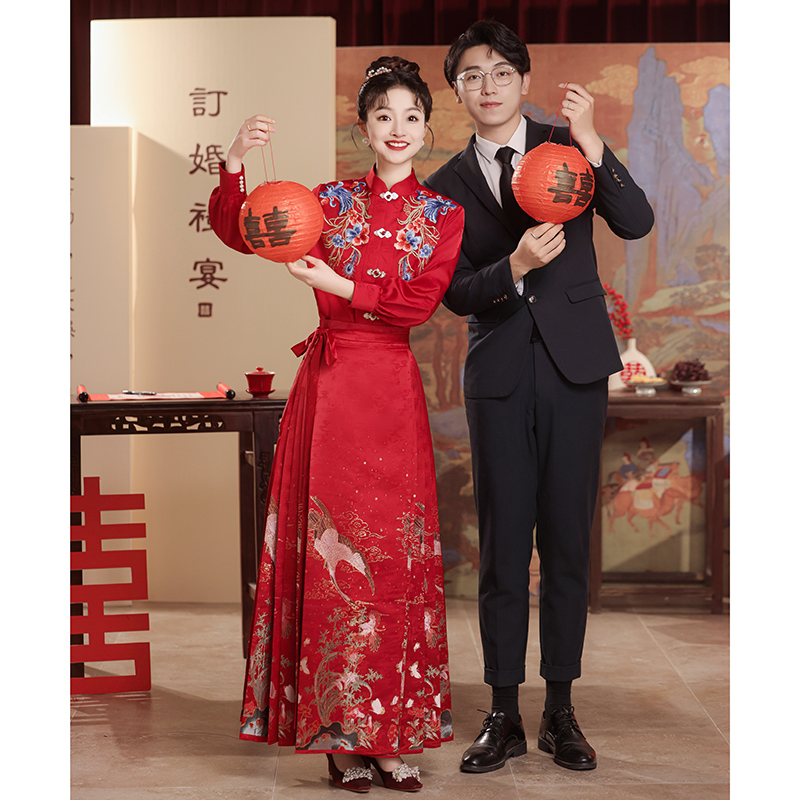 马面裙敬酒服2023新款新中式汉服国风订婚结婚礼服结婚服回门红色