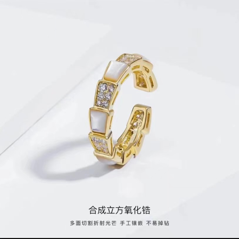 铜合金莫桑石戒指 合金合成锆石戒指 手工气质轻奢时尚百搭  J005