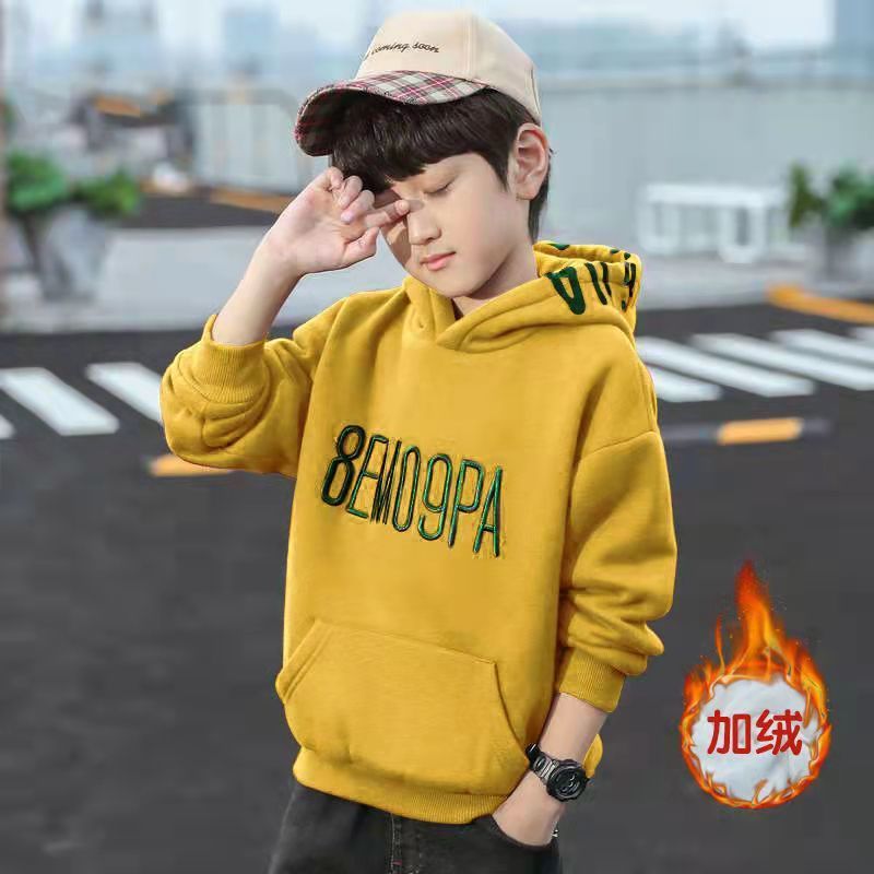 男童卫衣连帽秋冬季儿童宽松加绒韩版洋气上衣潮