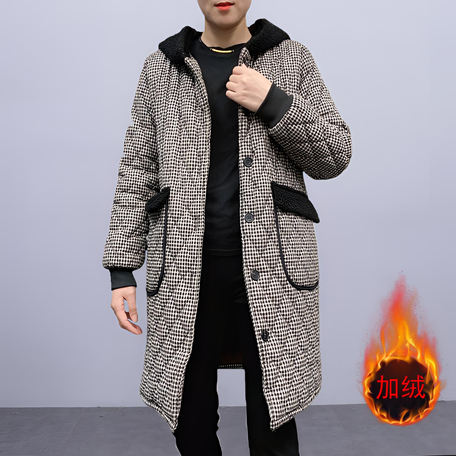 冬季新款复古中老年女中长款连帽棉衣女加绒加厚大码妈妈装棉袄女