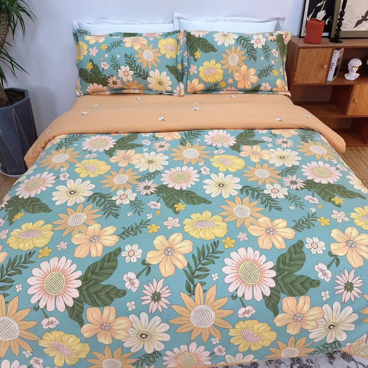 加厚亲肤棉斜纹双人大床四件套--花仙子