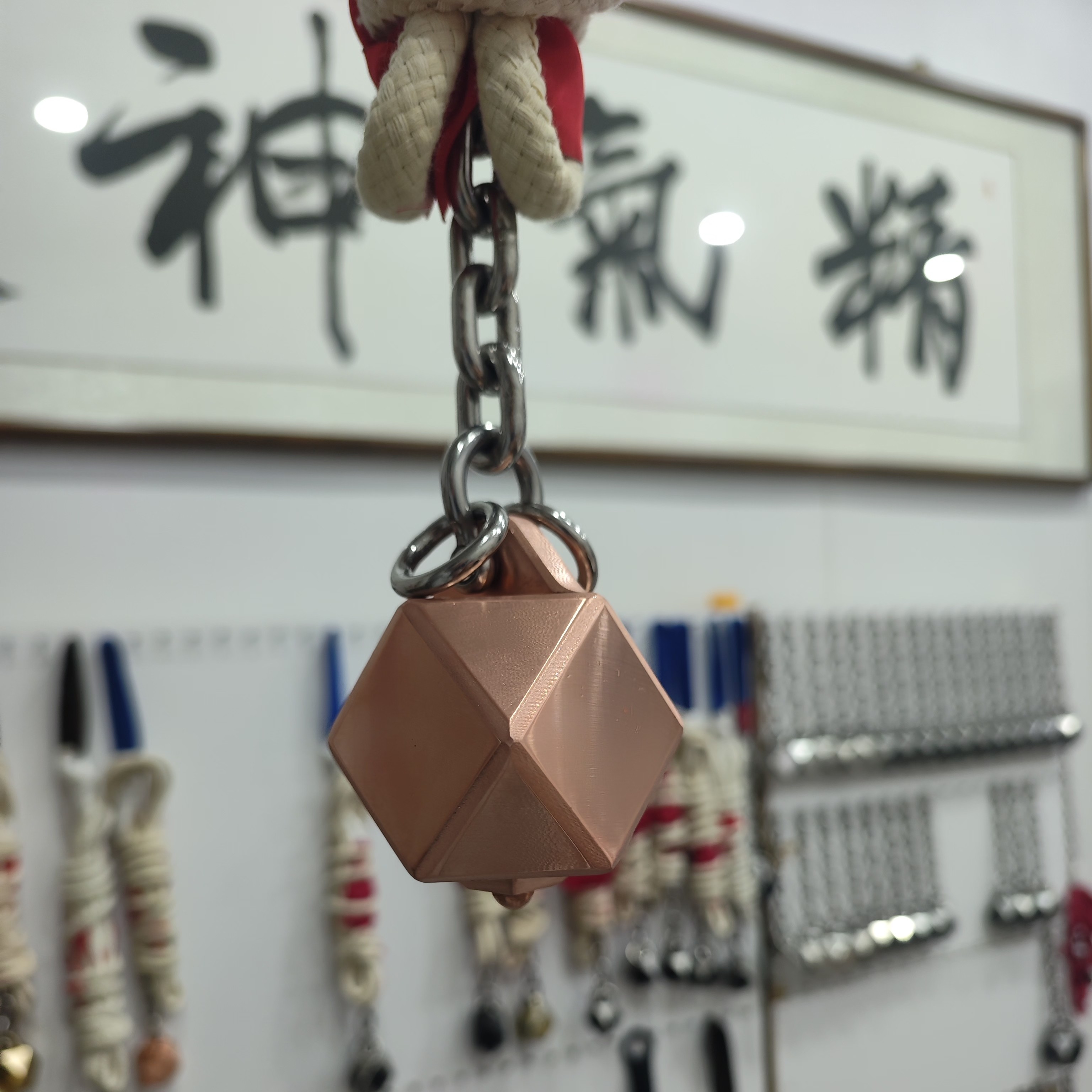 传统武术流星锤正品（3.6斤紫铜龙头凤尾八棱实战流星锤）