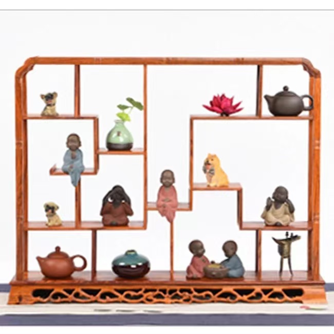 047小博古架实木中式多宝阁茶壶茶杯收纳架置物架展示架