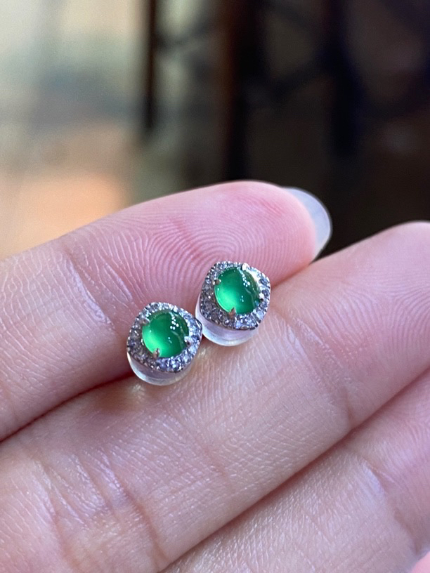 翡翠绿耳钉满色耳饰