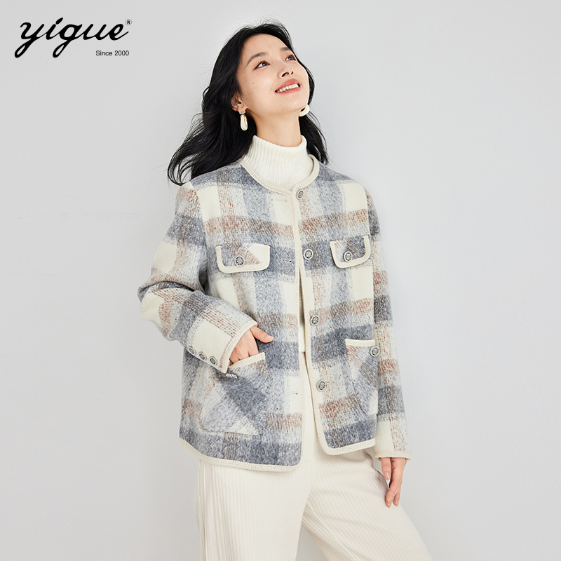 [小云总]亦谷短外套女冬季新款小香短款格纹加厚宽松上衣G3WAF332
