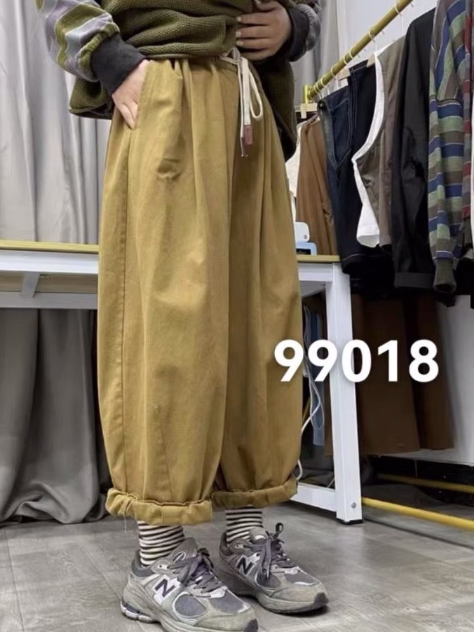 慵懒好版型气球裤日系大脚灯笼裤 梨形身材高腰遮肉茧型休闲裤