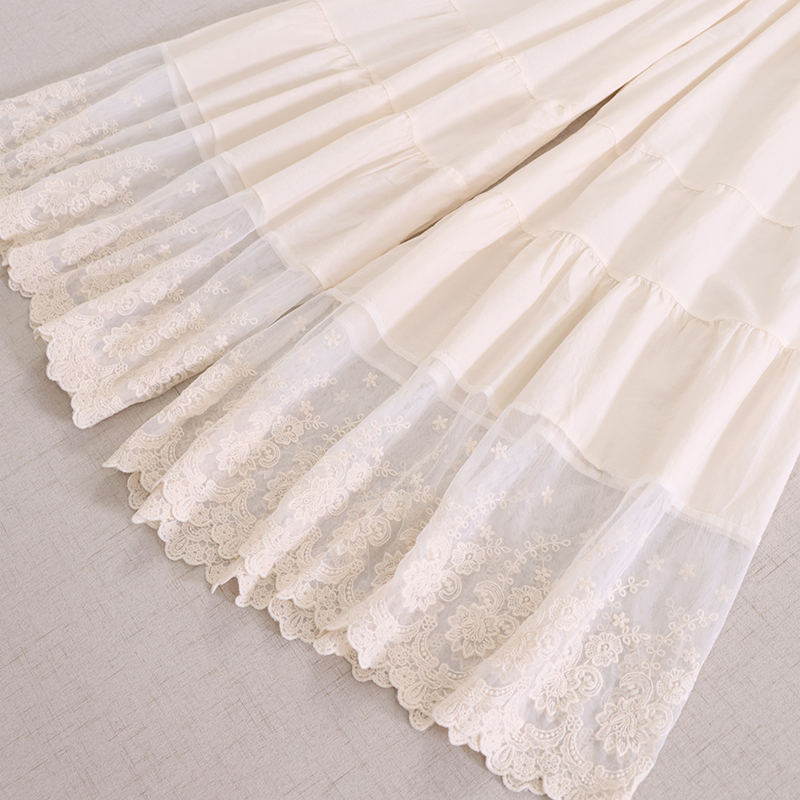 旗袍衬裤蕾丝刺绣森女阔腿裤女日森系花边多层连衣裙衬裤夏季白色